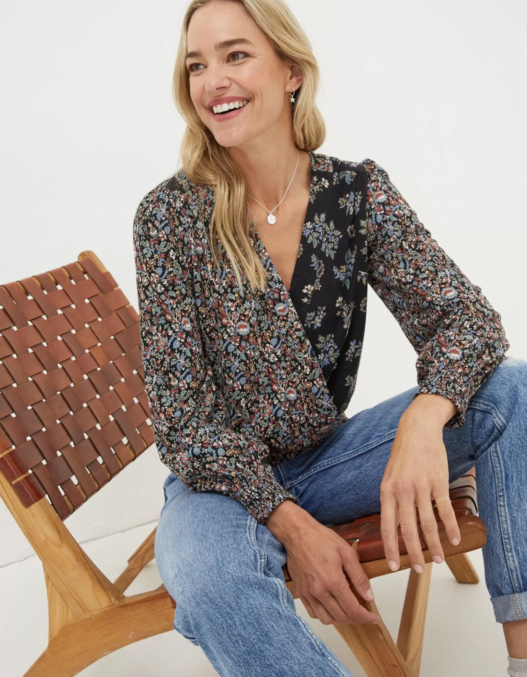 FatFace Remi Craft Floral Wrap Top|Women Tops & T-Shirts