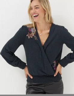 FatFace Remi Embroidered Dotted Floral Top|Women View All