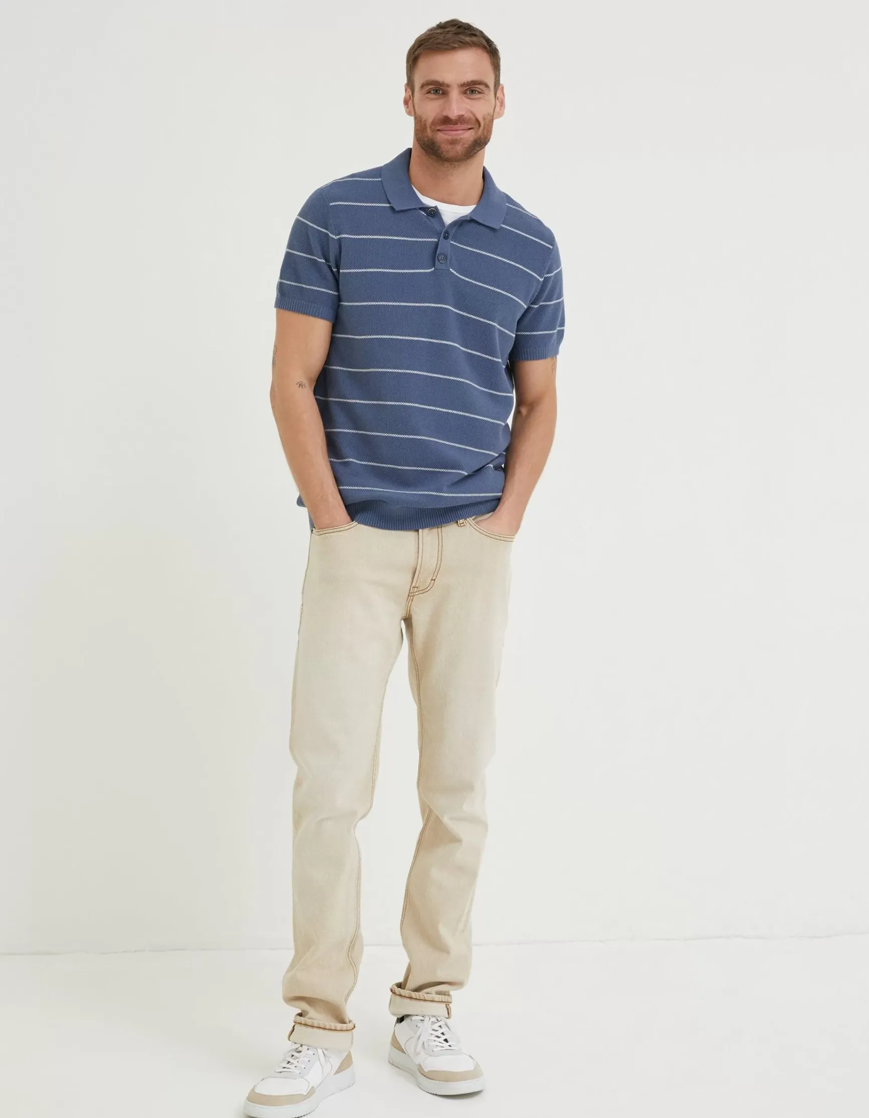 FatFace Ripon Stripe Polo|Men Knitwear