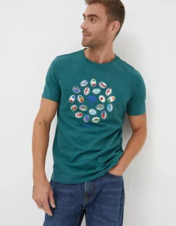 FatFace Rugby Ball Flags T-Shirt|Men T-Shirts