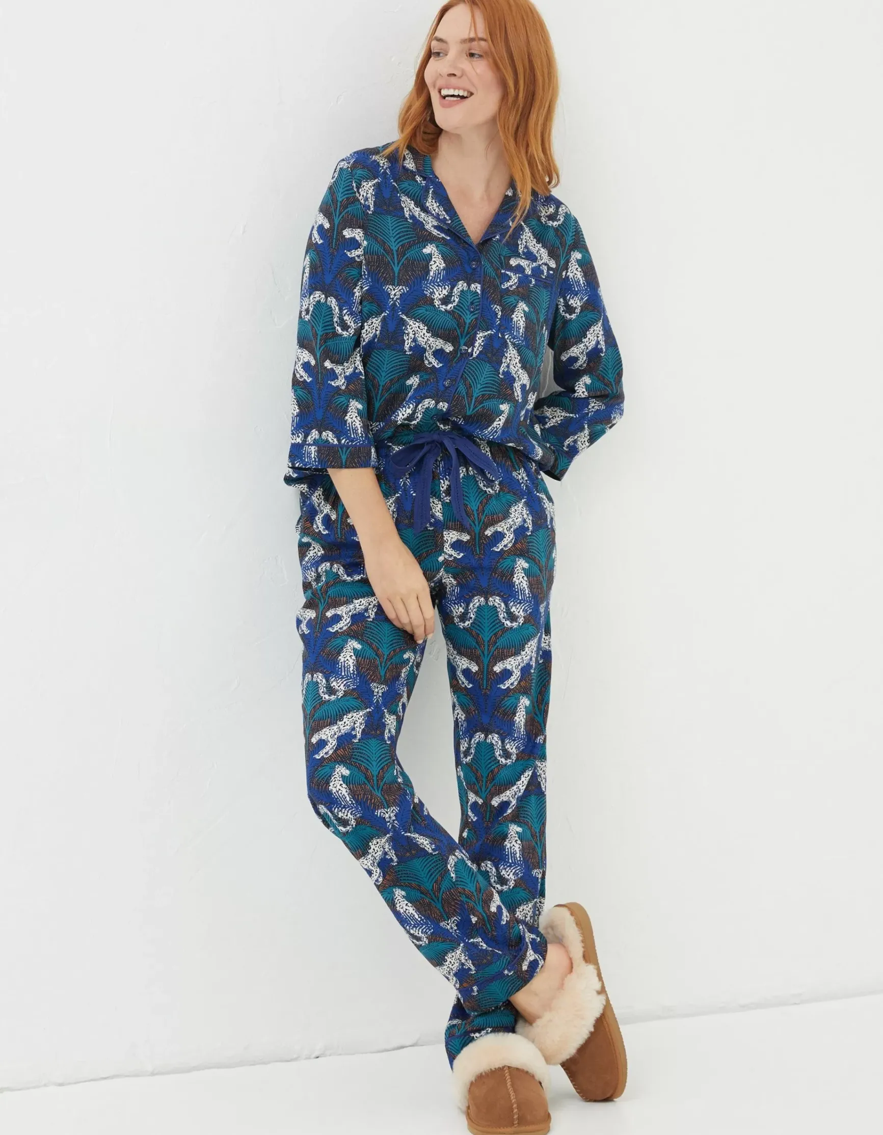 FatFace Sadie Snow Leopard Pyjama Bottoms|Women View All