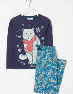 FatFace Sadie Snow Leopard Pyjama Set|Girls View All
