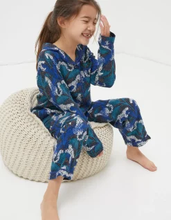 FatFace Sadie Snow Leopard Woven Pyjama Set|Girls View All
