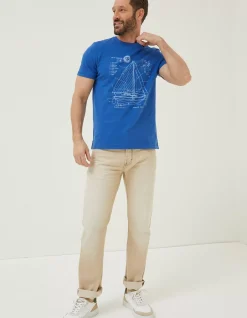 FatFace Sail Boat Sketch T-Shirt|Men T-Shirts