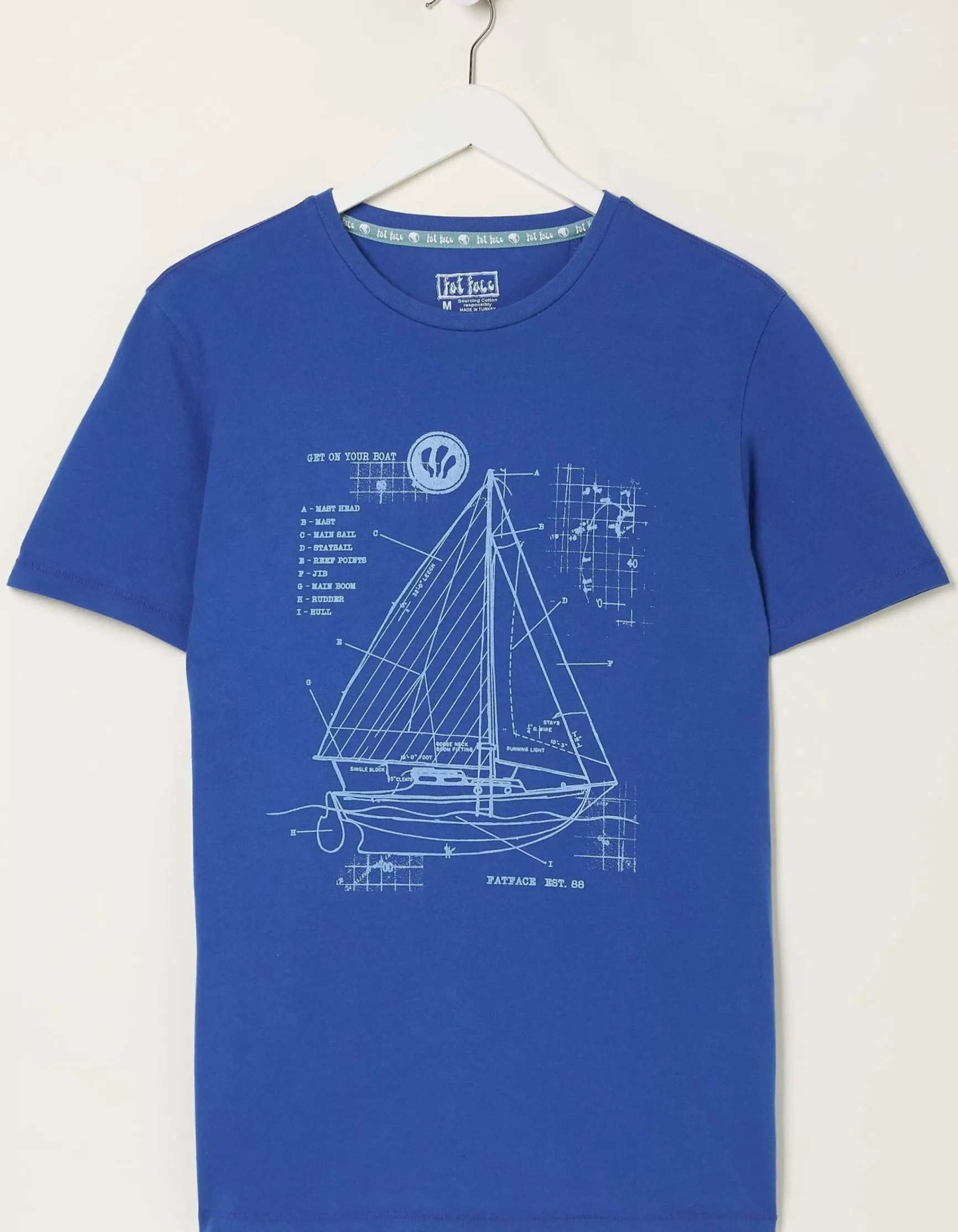 FatFace Sail Boat Sketch T-Shirt|Men T-Shirts