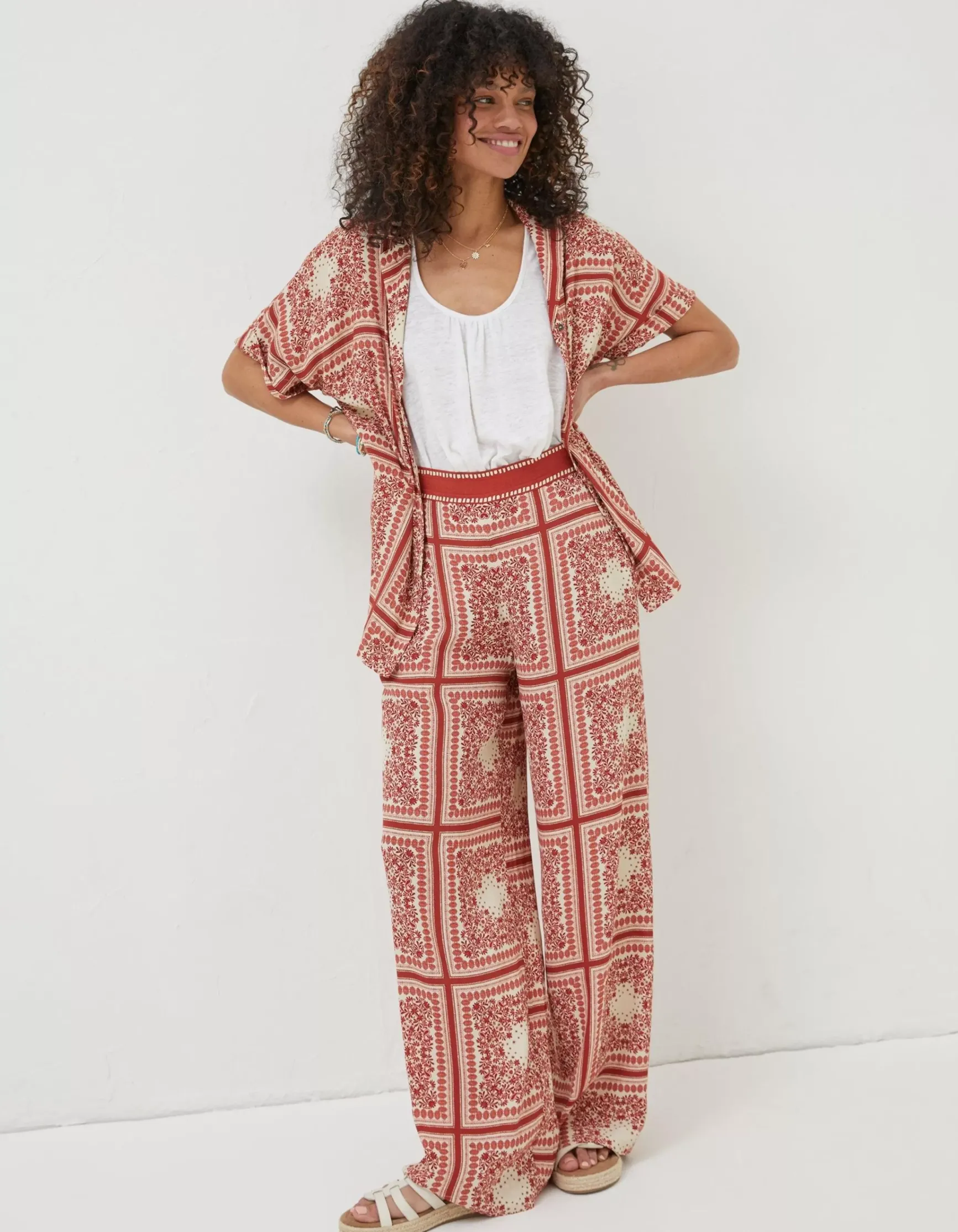 FatFace Scarf Print Palazzo Trousers|Women Trousers & Leggings