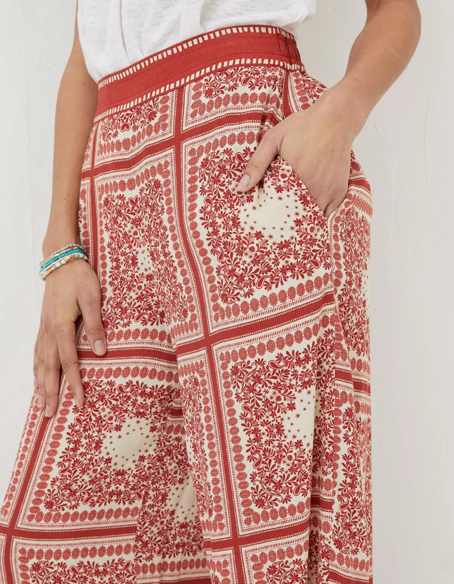 FatFace Scarf Print Palazzo Trousers|Women Trousers & Leggings