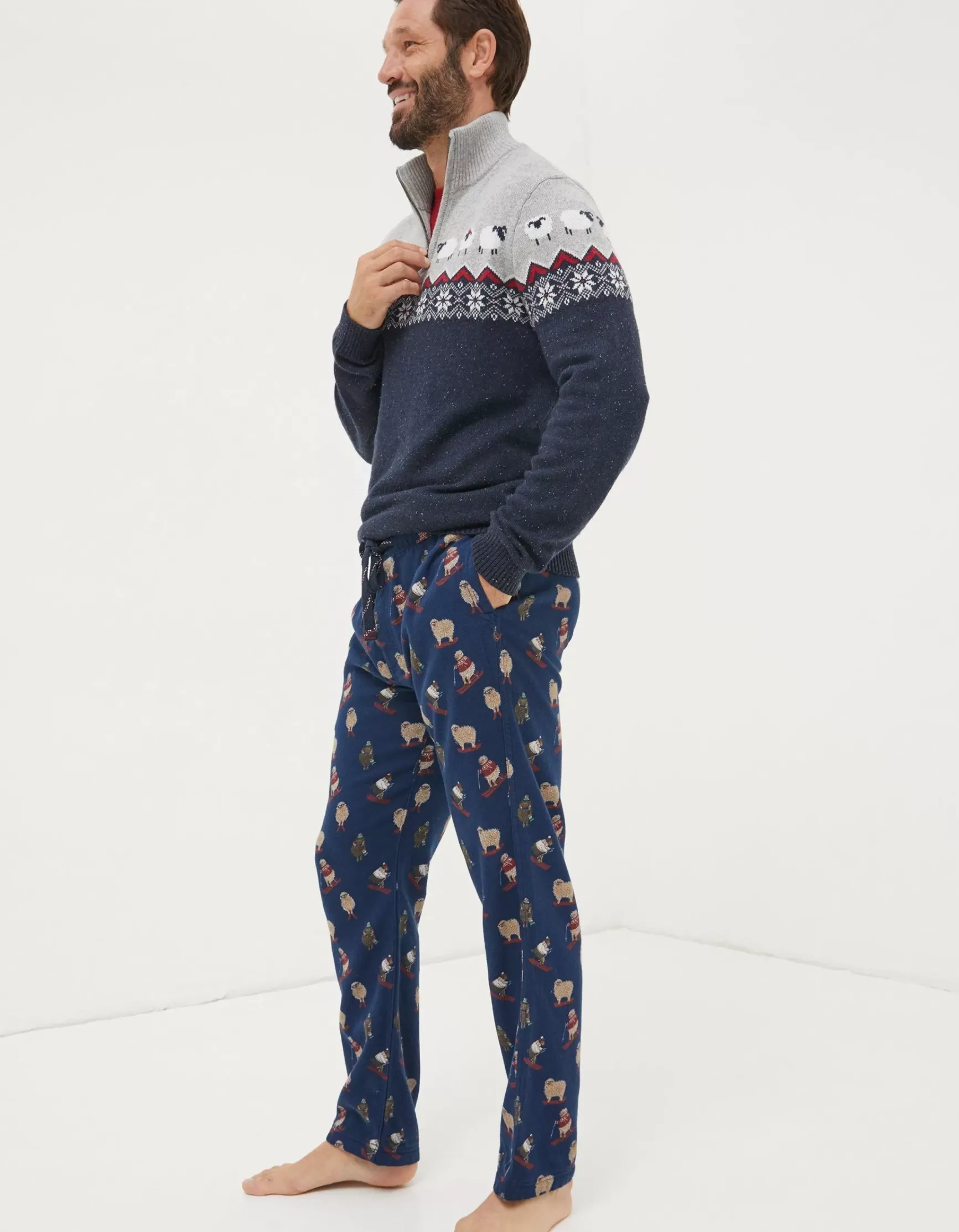 FatFace Shelter Stevie Sheep Print Pyjama Bottoms|Men View All