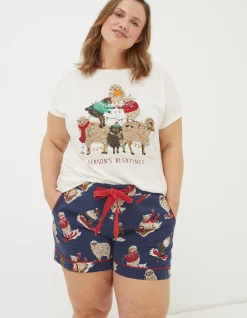 FatFace Shelter Stevie Sheep Pyjama Shorts|Women Nightwear & Loungewear
