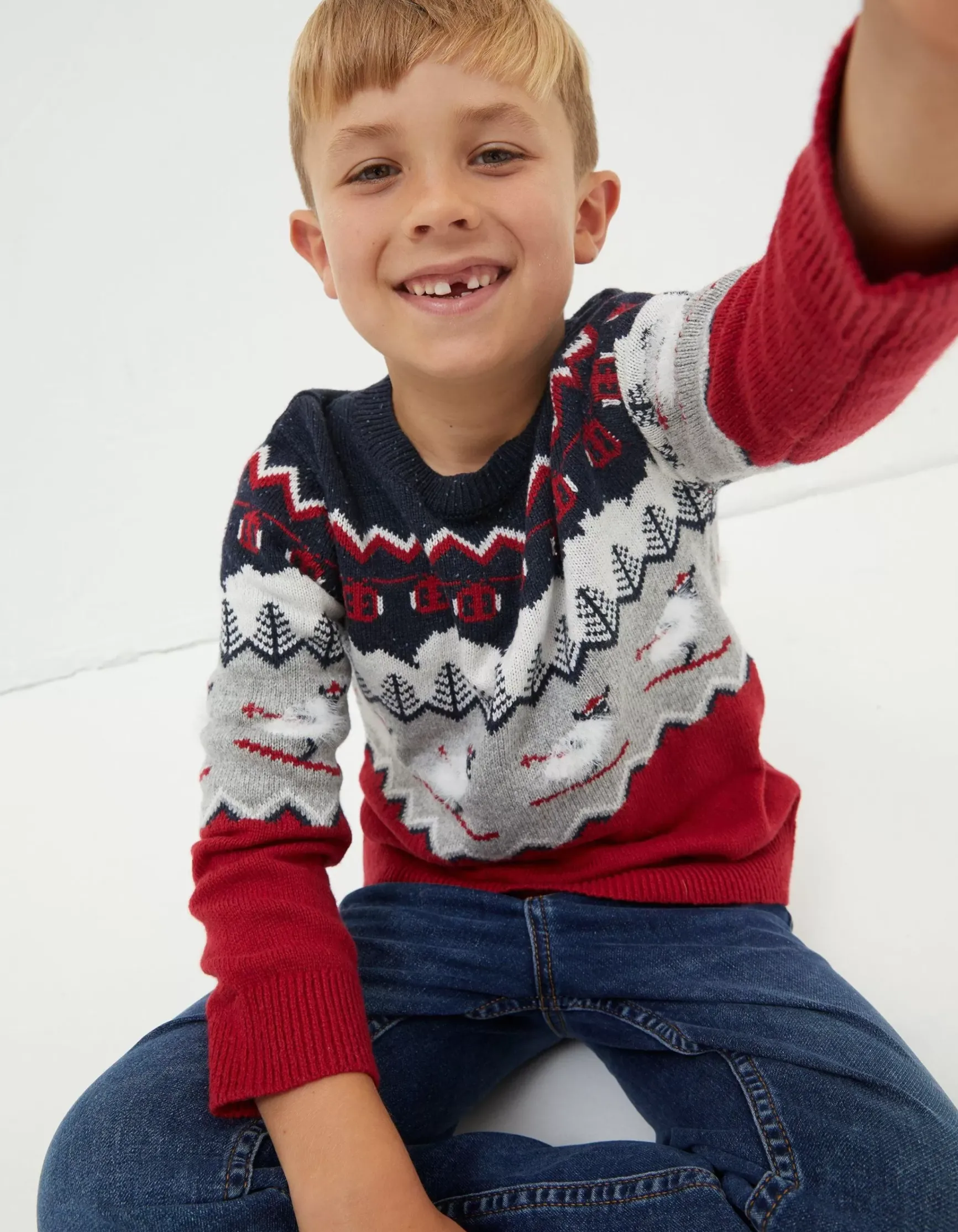 FatFace Shelter Stevie Sheep Ski Jumper|Boys Knitwear
