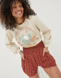 FatFace Shirred Clip Geo Shorts|Women Shorts