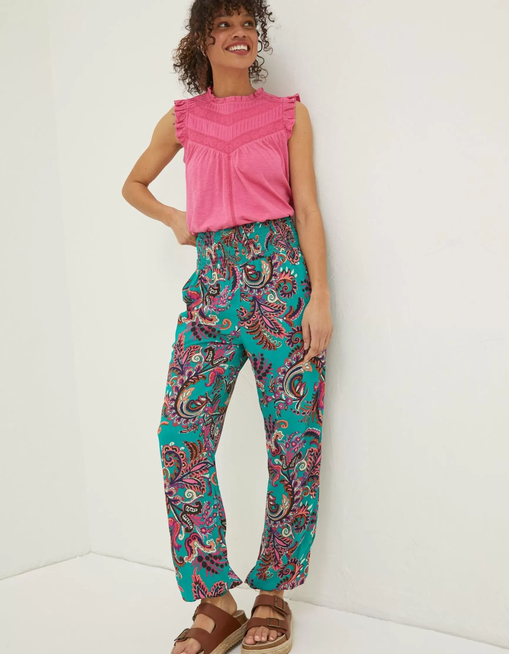 FatFace Shirred Festival Trousers|Women Trousers & Leggings
