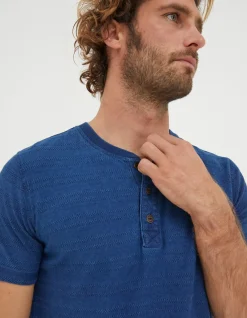 FatFace Short Sleeve Indigo Texture Henley|Men View All