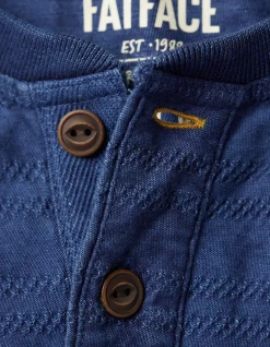 FatFace Short Sleeve Indigo Texture Henley|Men View All