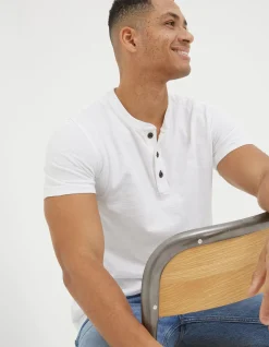 FatFace Short Sleeve Slub Henley T-Shirt|Men View All