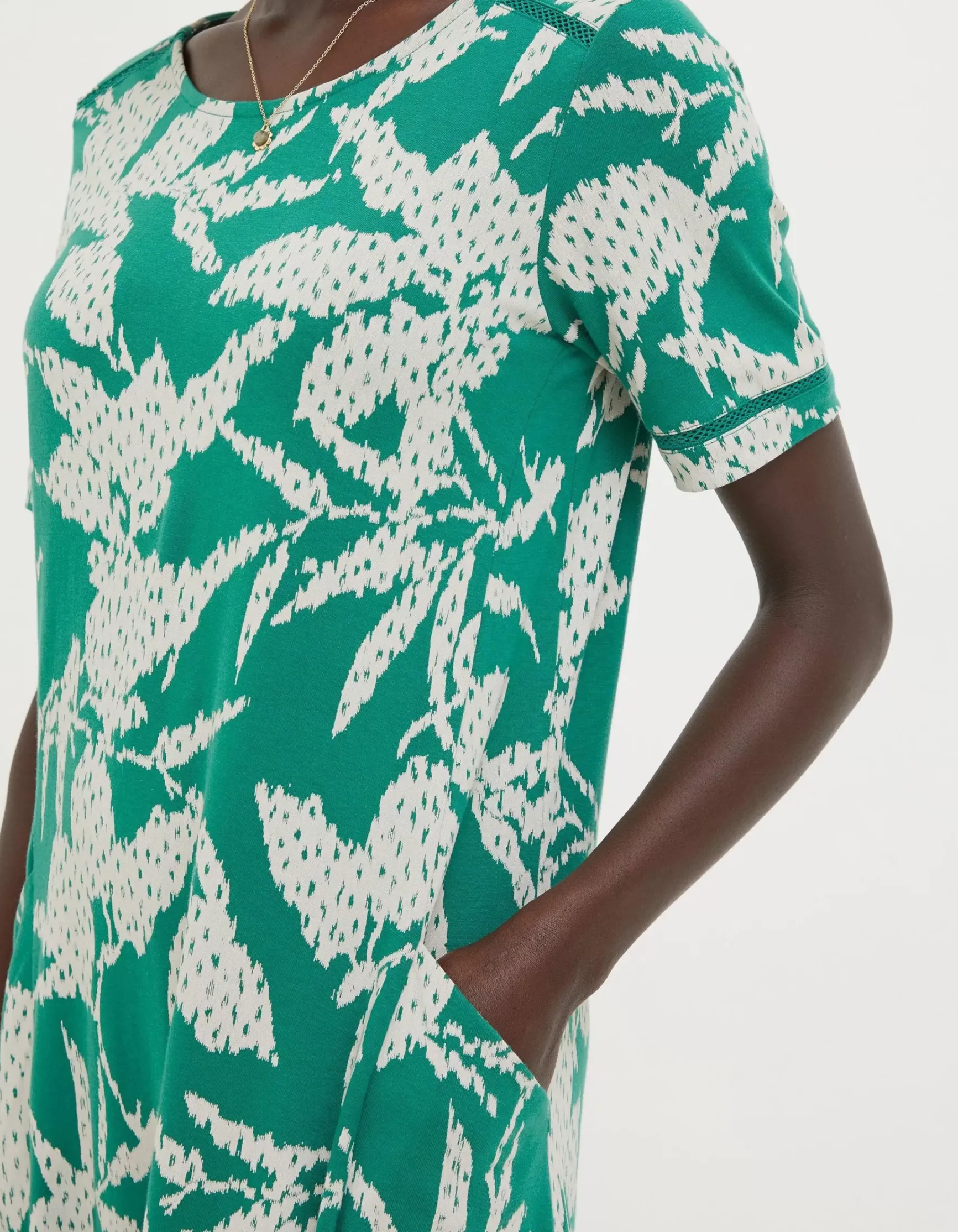 FatFace Simone Textured Leaves Jersey Dress|Women View All
