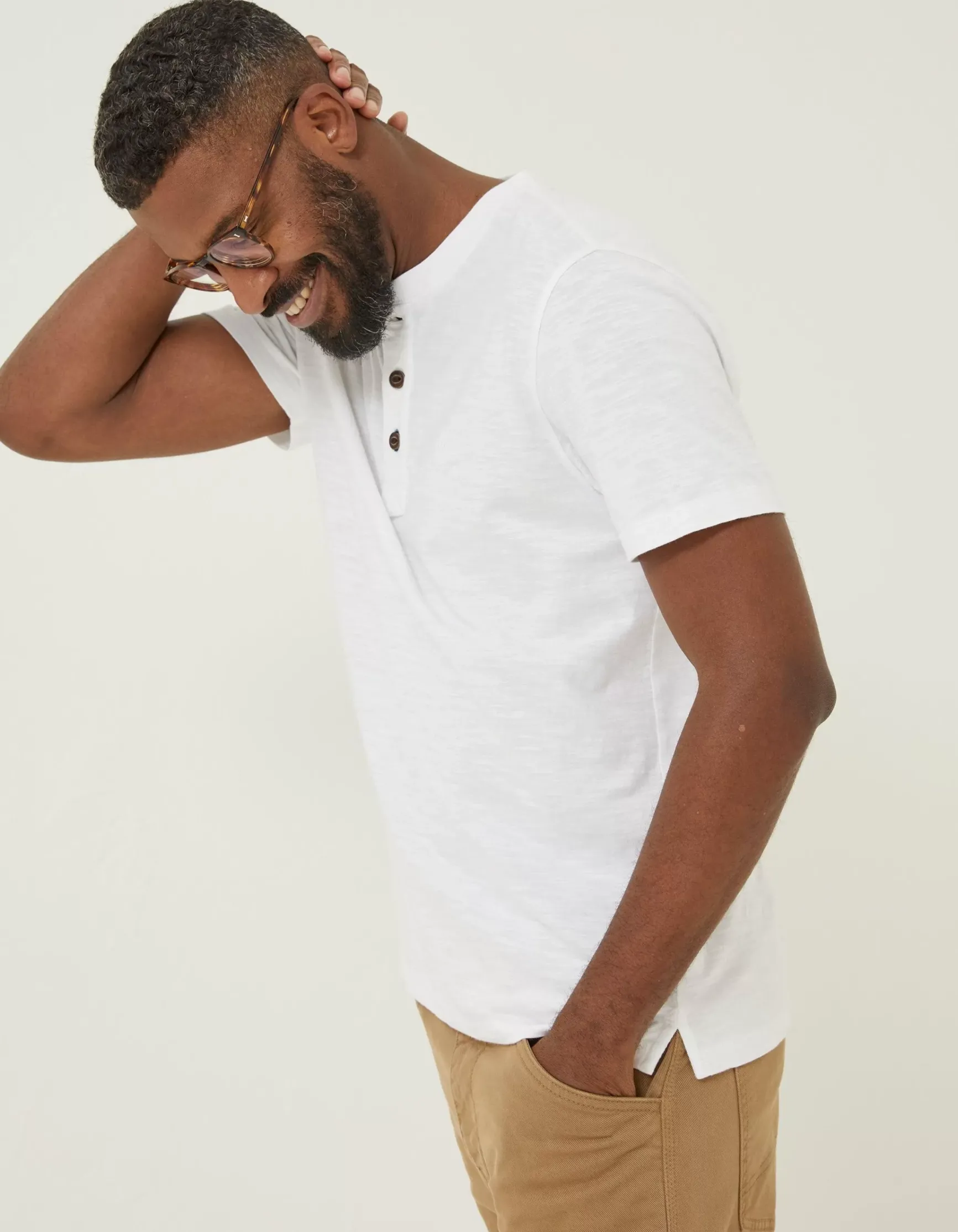 FatFace Slub Henley T-Shirt|Men T-Shirts