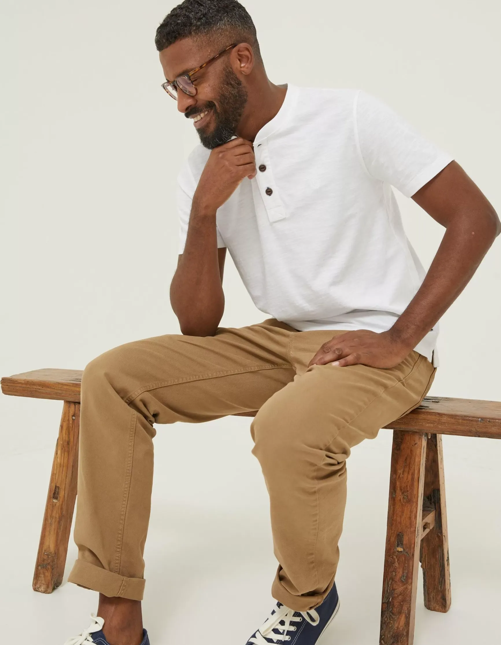 FatFace Slub Henley T-Shirt|Men T-Shirts