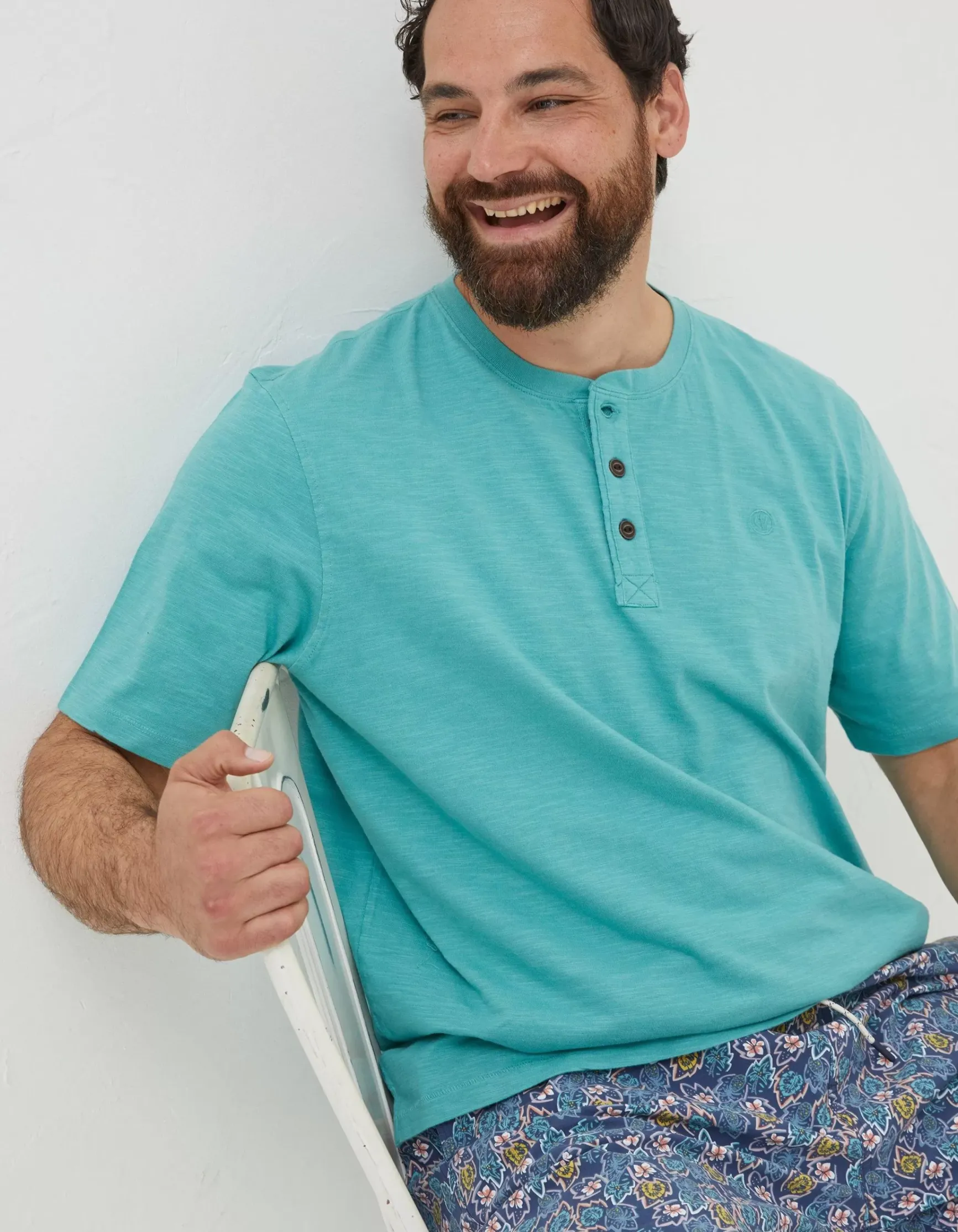 FatFace Slub Henley T-Shirt|Men T-Shirts