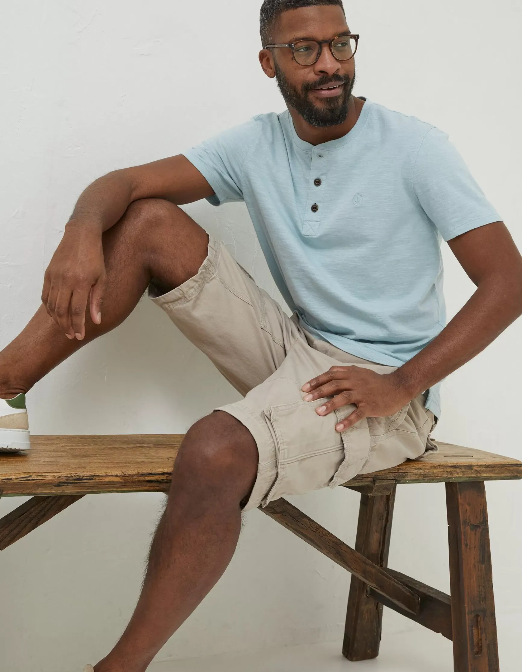 FatFace Slub Henley T-Shirt|Men T-Shirts