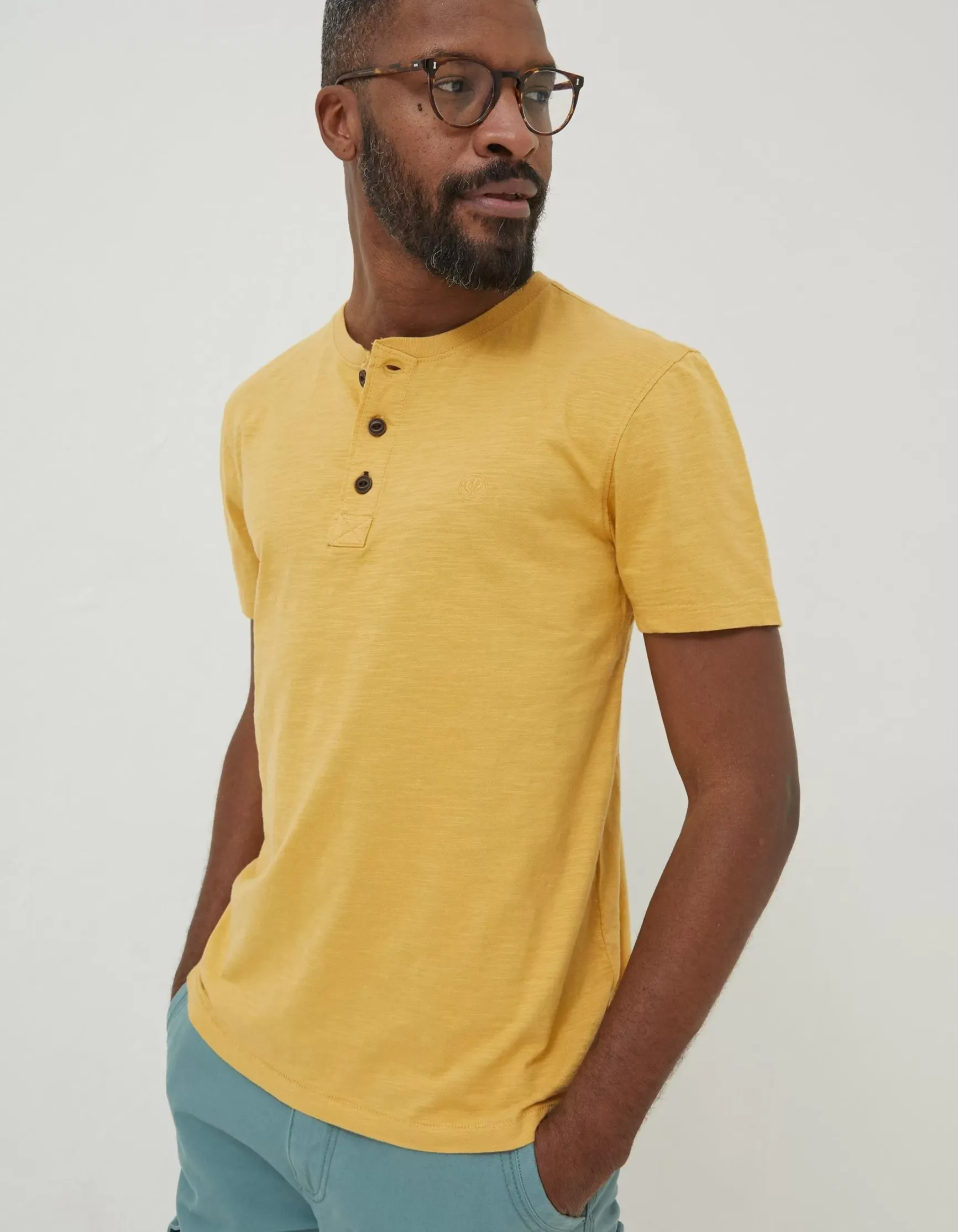 FatFace Slub Henley T-Shirt|Men T-Shirts