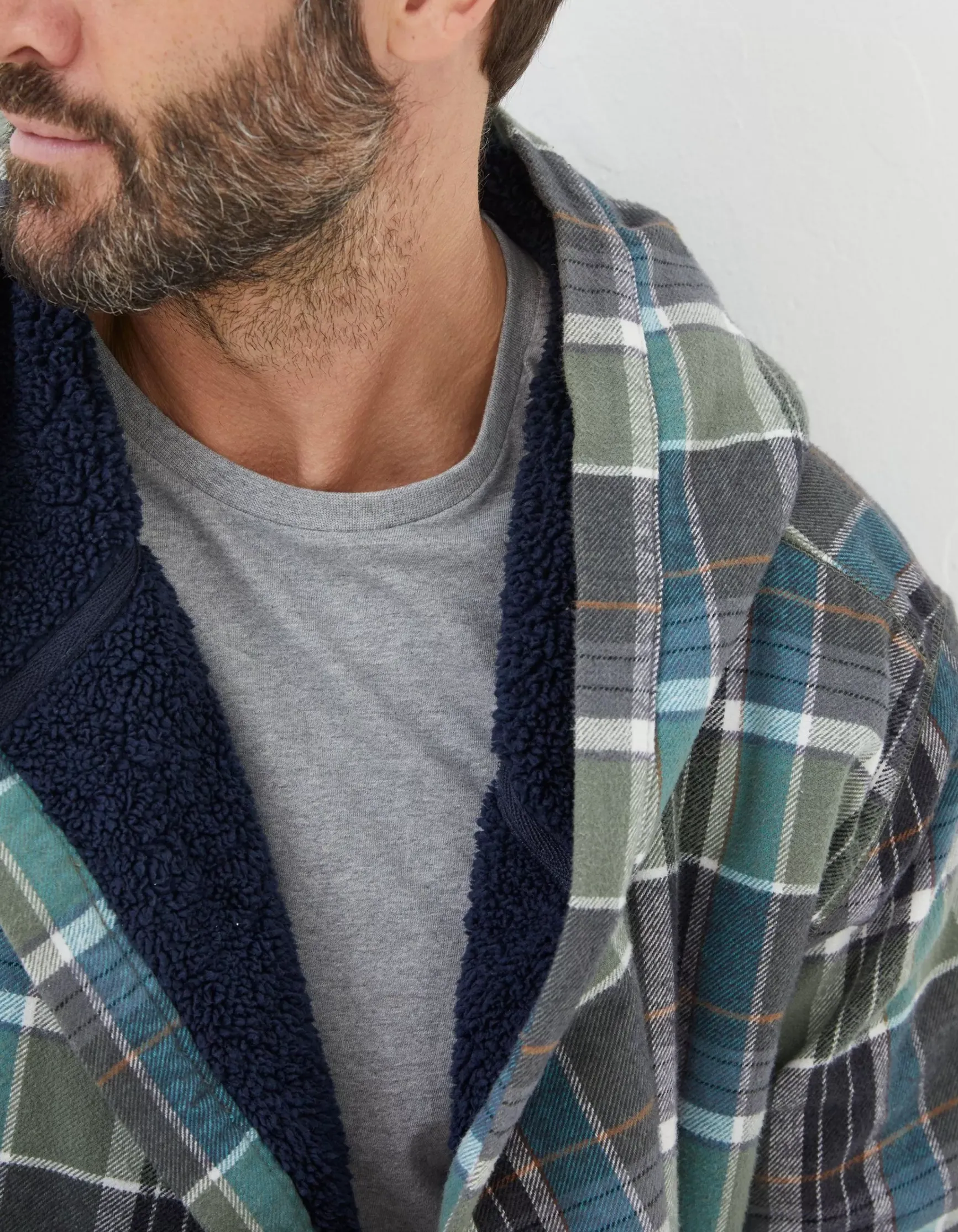 FatFace Southsea Fleece Checked Robe|Men Nightwear & Pyjamas