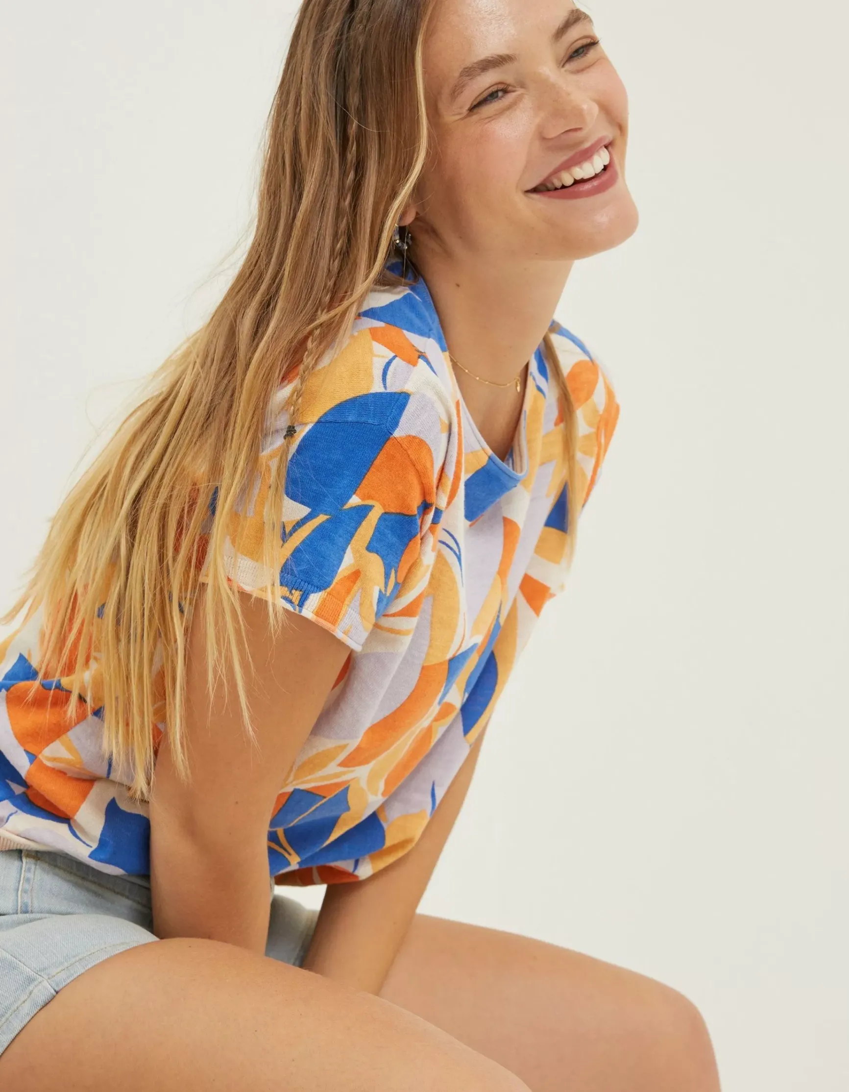 FatFace Stencil Floral Knitted Top|Women Knitwear