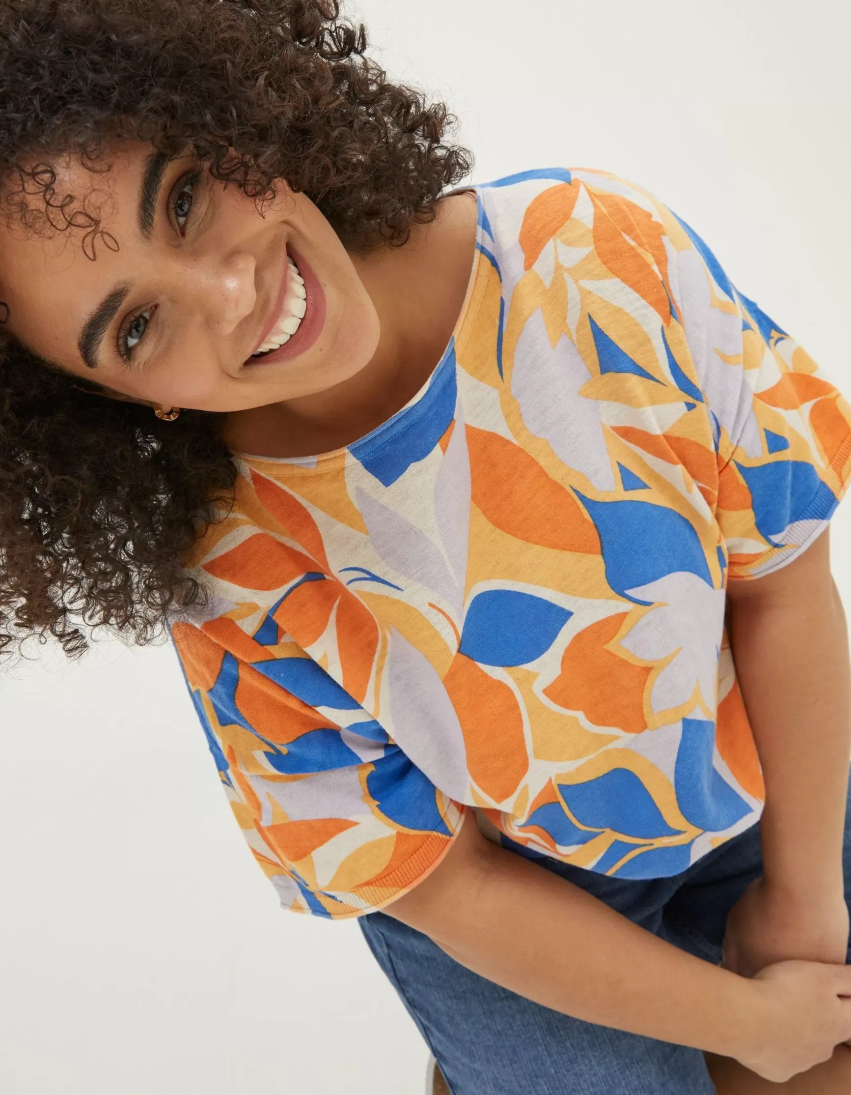 FatFace Stencil Floral Knitted Top|Women Knitwear