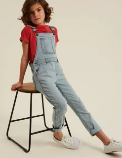 FatFace Stripe Denim Dungarees|Girls View All