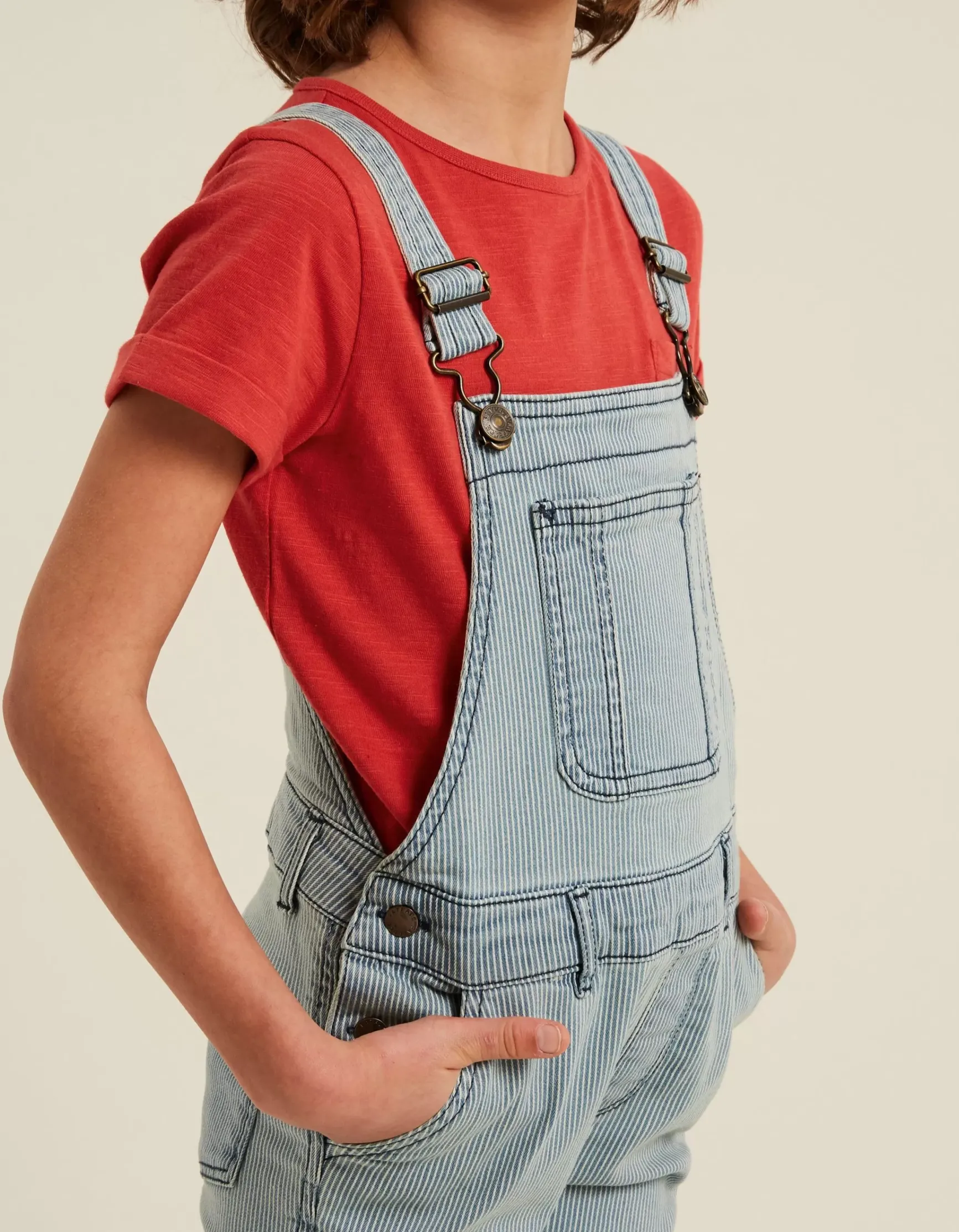 FatFace Stripe Denim Dungarees|Girls View All