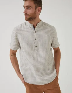 FatFace Stripe Pop Over Linen Shirt|Men Shirts