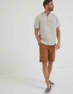 FatFace Stripe Pop Over Linen Shirt|Men Shirts