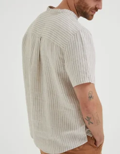 FatFace Stripe Pop Over Linen Shirt|Men Shirts