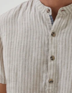 FatFace Stripe Pop Over Linen Shirt|Men Shirts