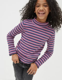 FatFace Stripe Rollneck Jersey T-Shirt|Girls View All