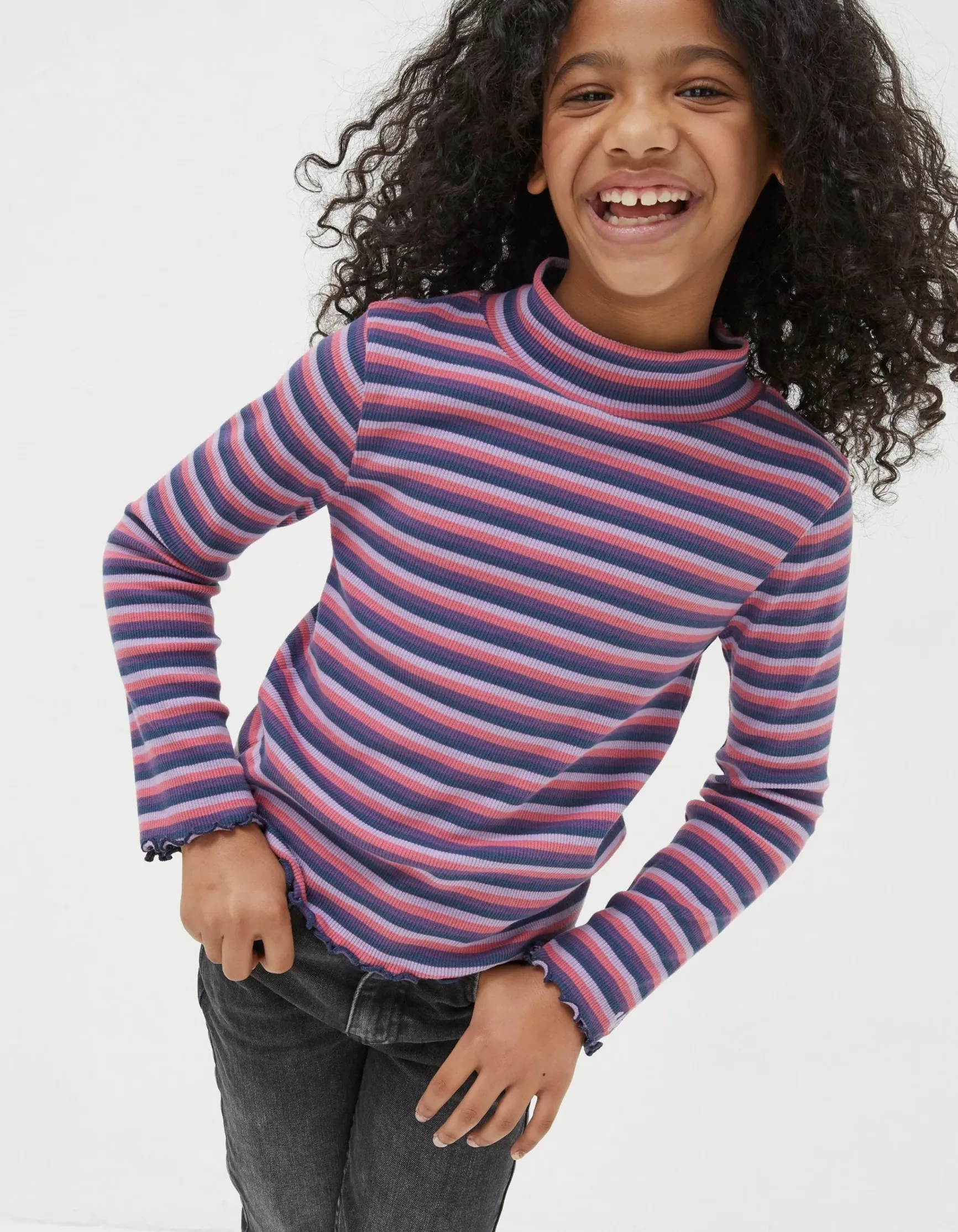 FatFace Stripe Rollneck Jersey T-Shirt|Girls View All