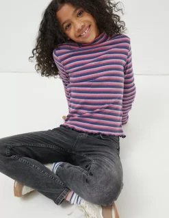 FatFace Stripe Rollneck Jersey T-Shirt|Girls View All