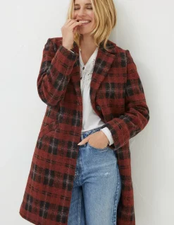 FatFace Tanya Wool Blend Check Coat|Women Coats & Jackets