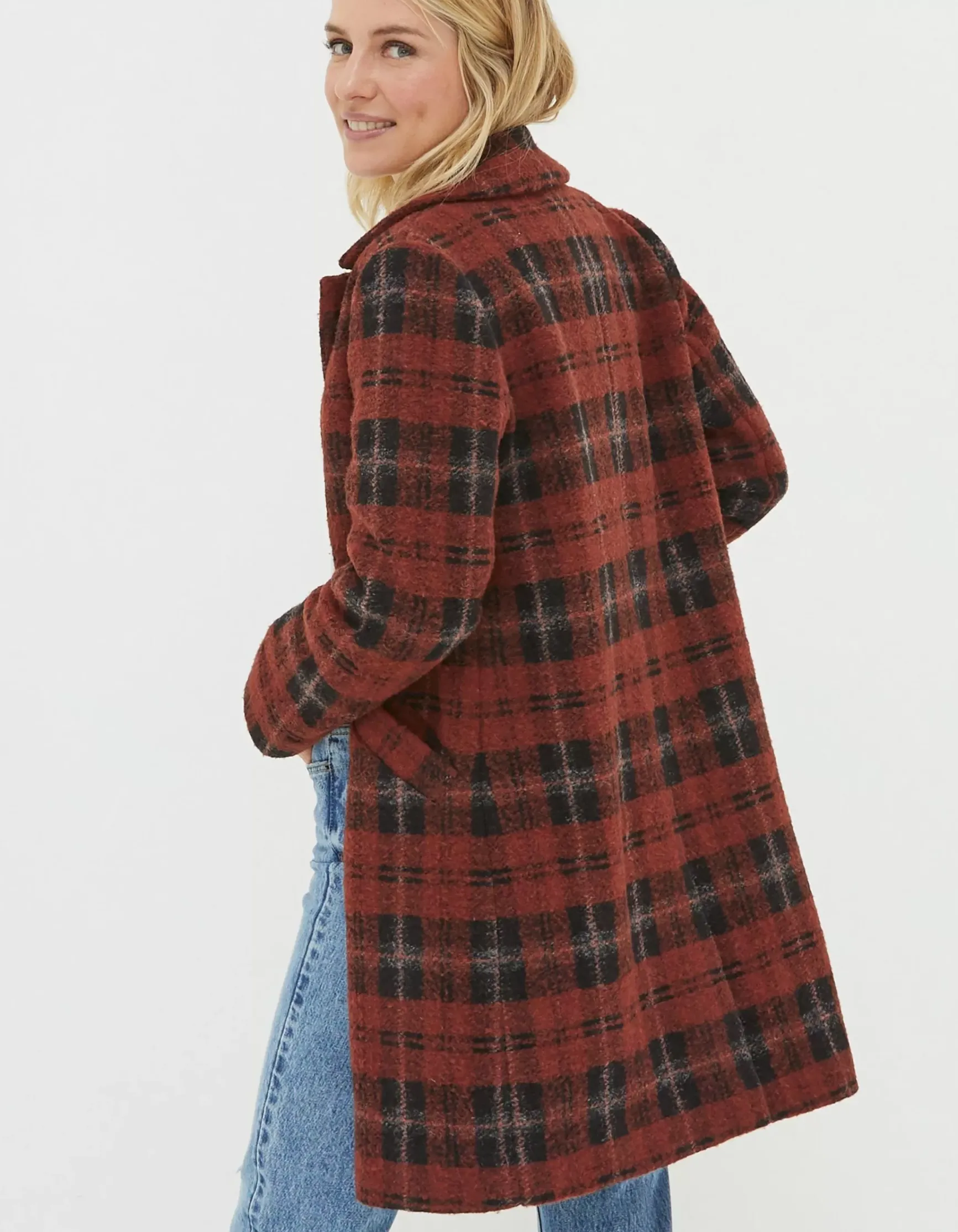 FatFace Tanya Wool Blend Check Coat|Women Coats & Jackets
