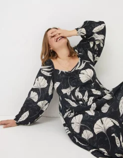 FatFace Tessa Twilight Leaves Midi Dress|Women Dresses