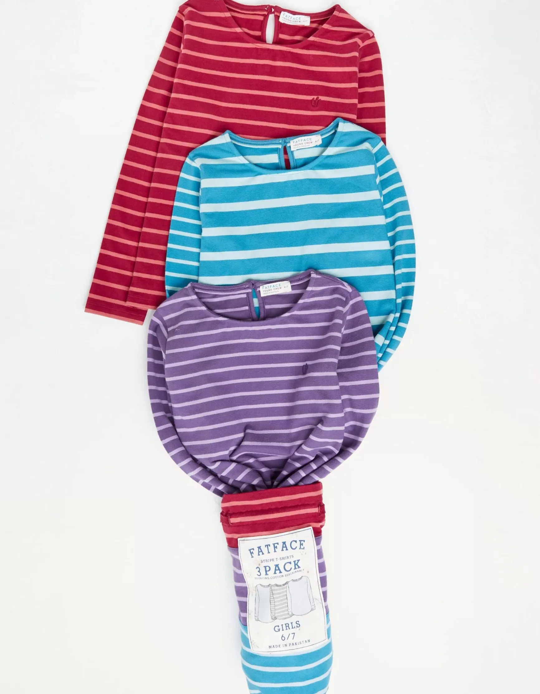 FatFace Three Pack Stripe T-Shirts|Girls View All