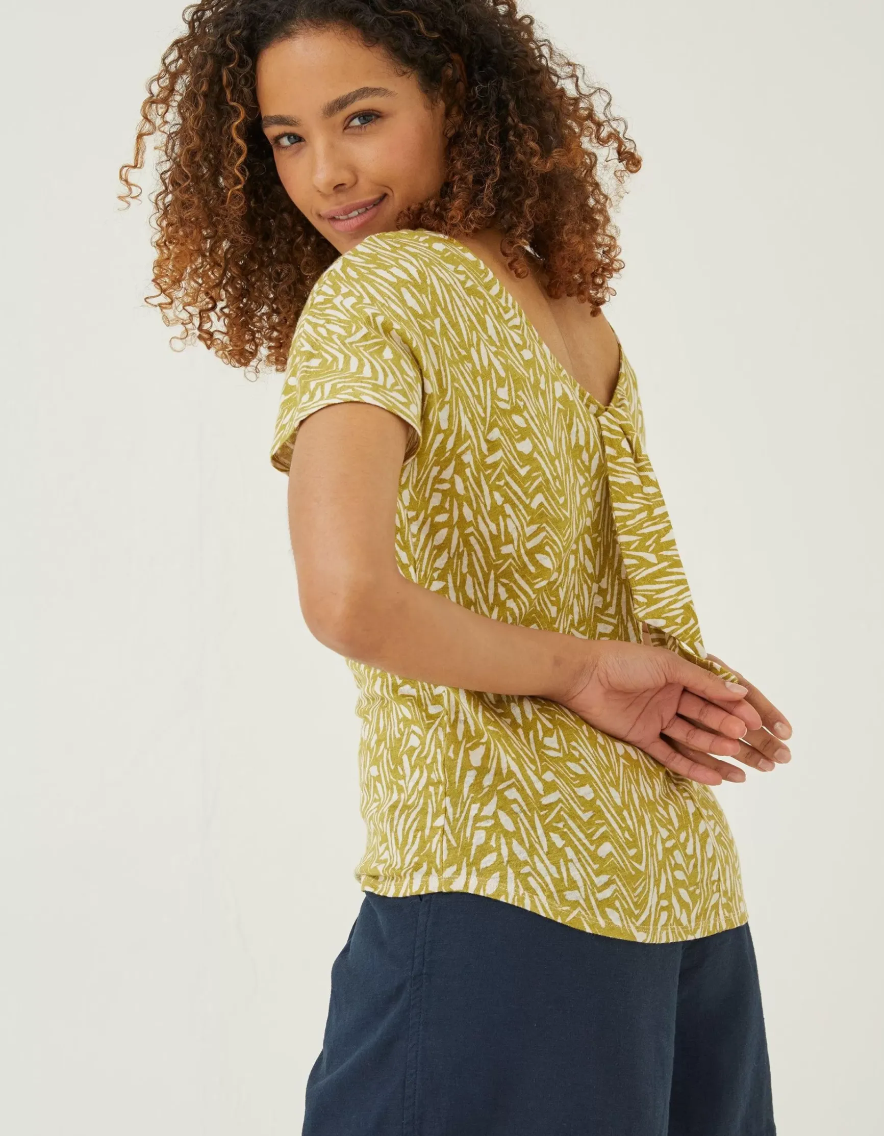 FatFace Tie Back Paint Linen T-Shirt|Women Tops & T-Shirts