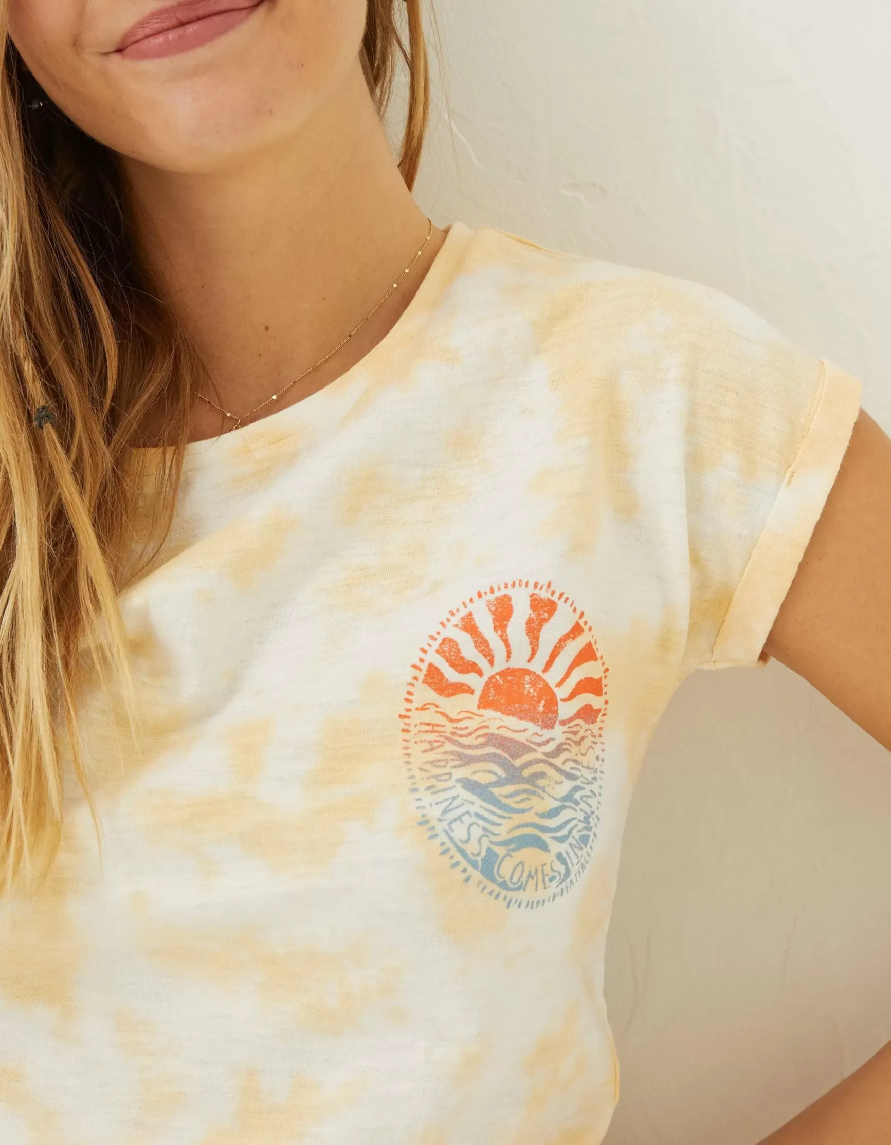 FatFace Tie Dye Happiness T-Shirt|Women Tops & T-Shirts