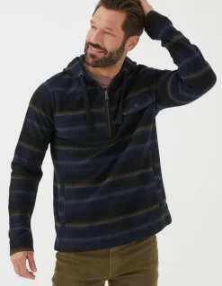 FatFace Trescowe Stripe Half Zip Hoodie|Men Sweatshirts & Hoodies