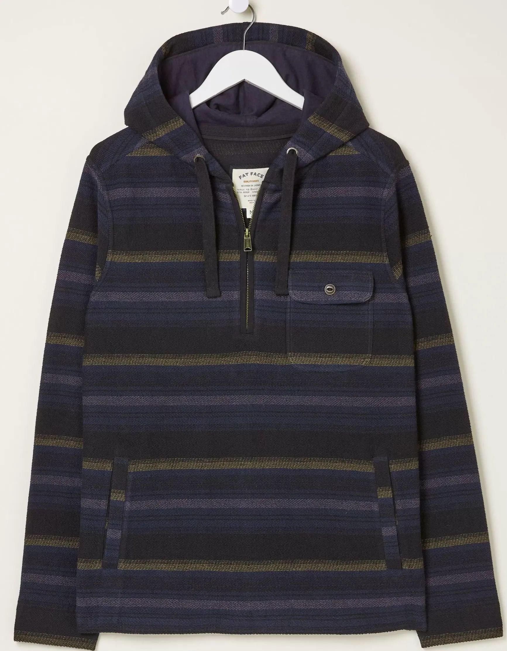 FatFace Trescowe Stripe Half Zip Hoodie|Men Sweatshirts & Hoodies