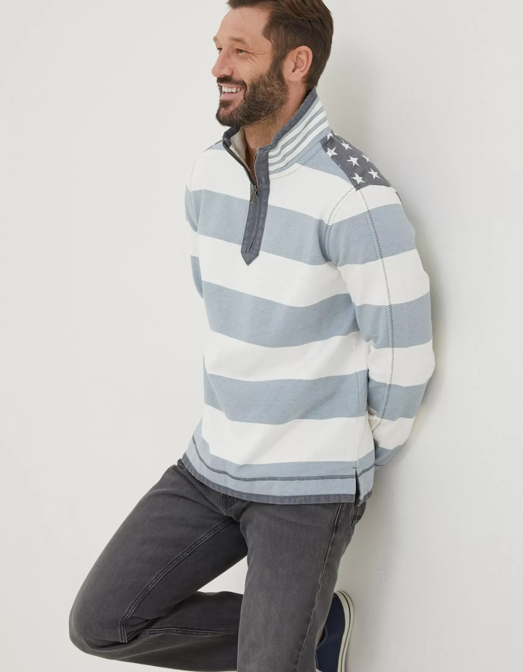 FatFace Usa Block Stripe Airlie Sweatshirt|Men Sweatshirts & Hoodies