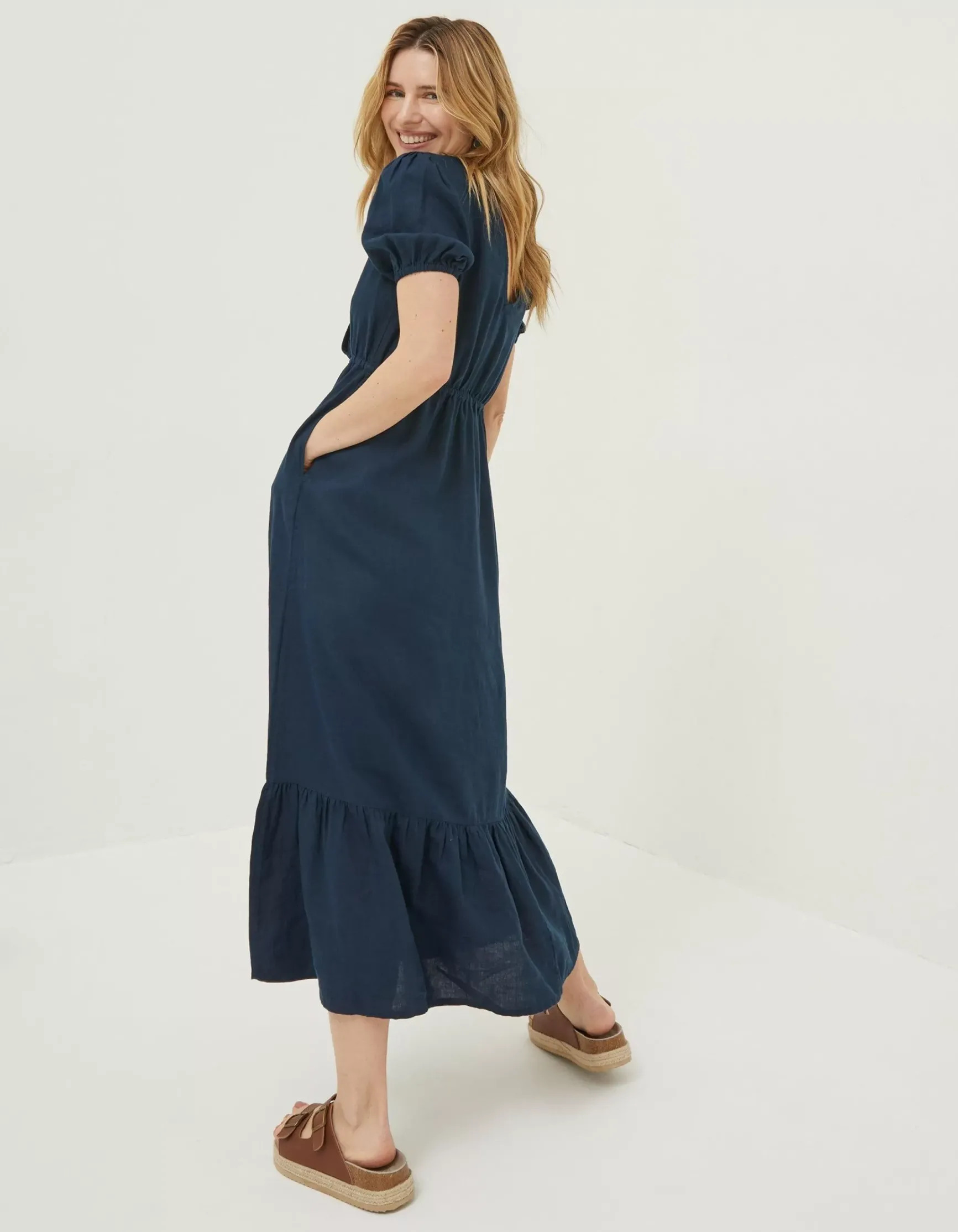 FatFace Vivvie Linen Midi Dress|Women Dresses