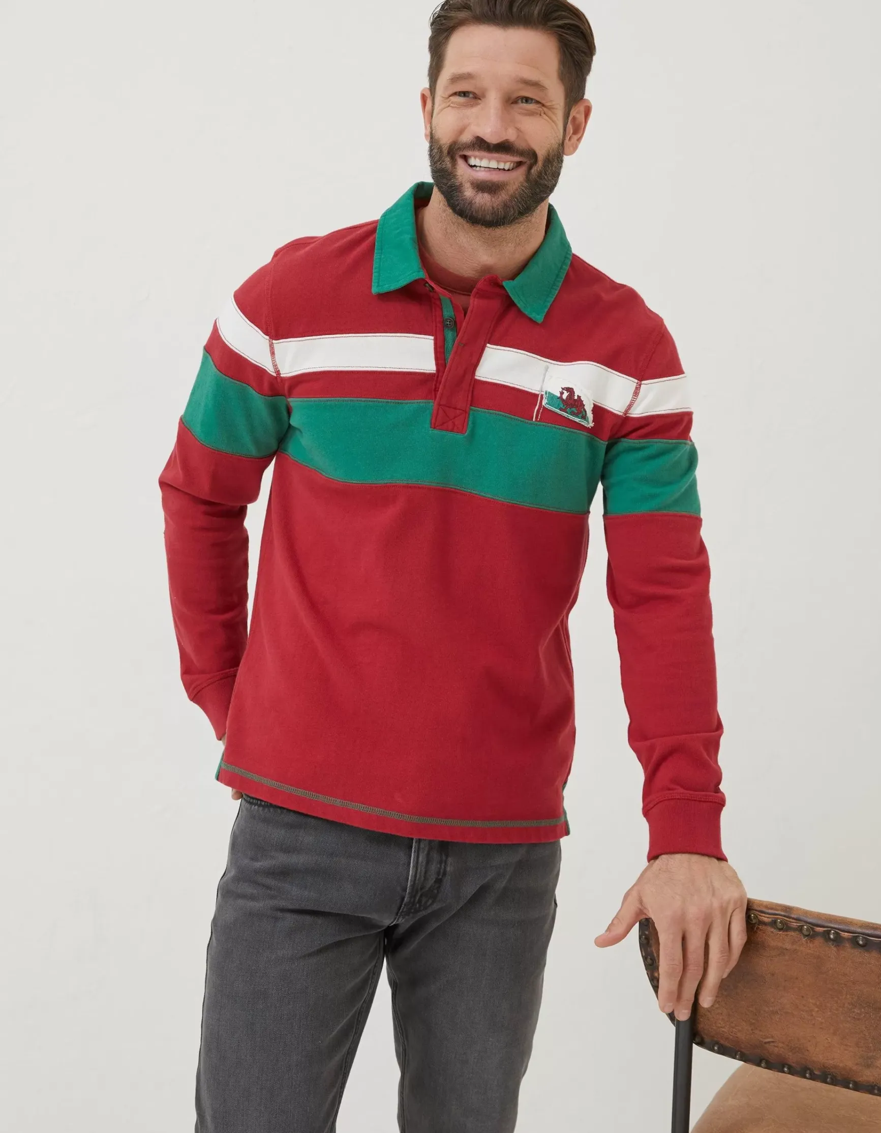 FatFace Wales Nation Rugby Shirt|Men T-Shirts